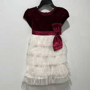 NWT 2T Jona Michelle Burgundy and White Sparkly Dress